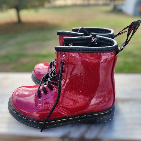Kids Red Doc Marten Boots - Picture 3 of 6